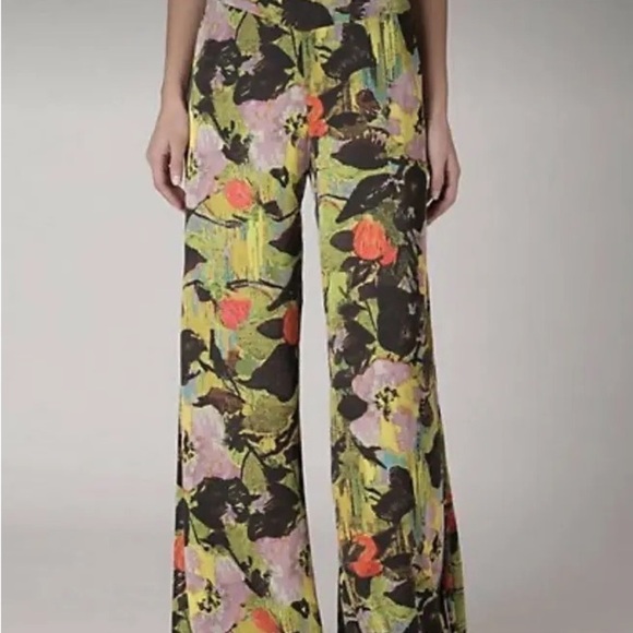 Anthropologie Leifnotes Blurred Dahlia Floral Wide Leg Pants 12 - Picture 8 of 8